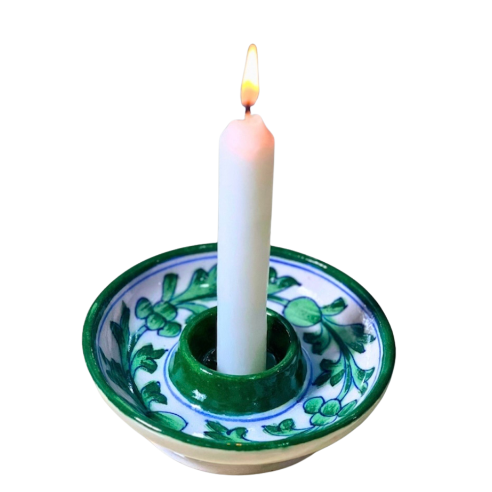 Blue Pottery Candle Holder - Image 2