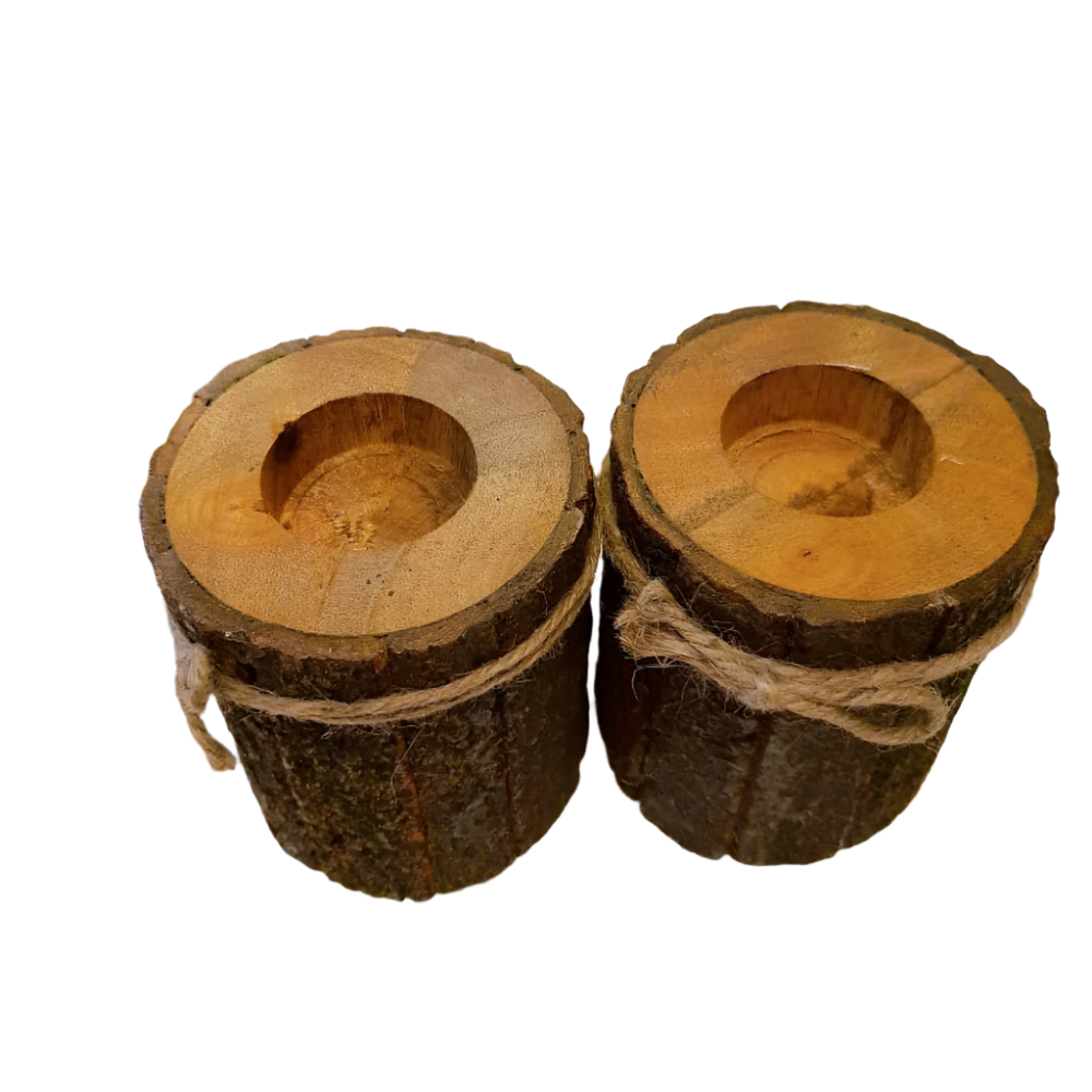 Candle Holder With Side Bark